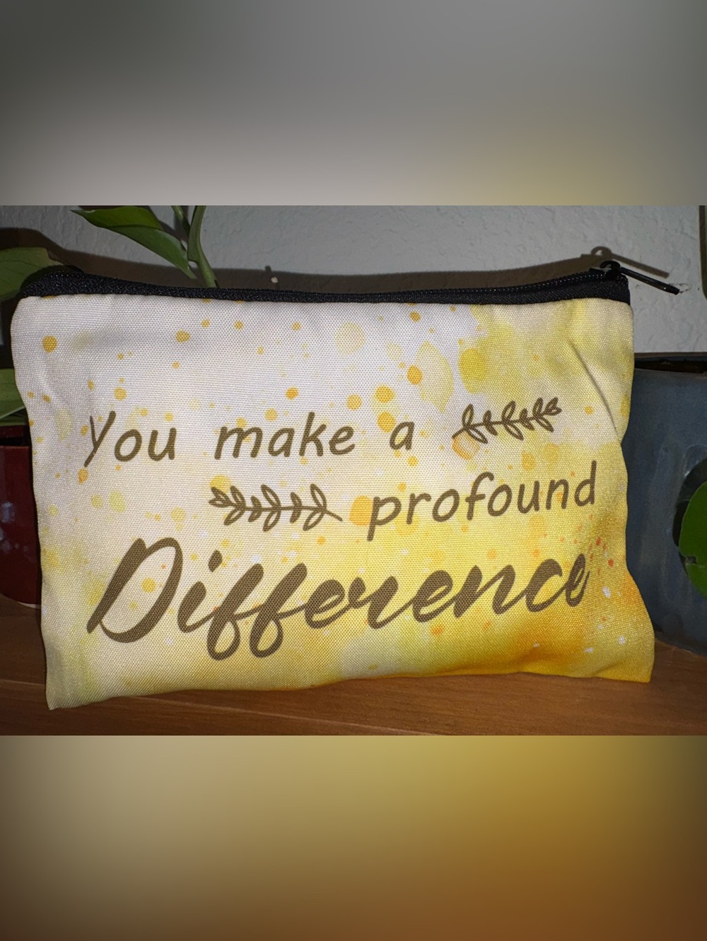 Inspirational Yellow Canvas Women’s MAKEUP BAG - Unbranded